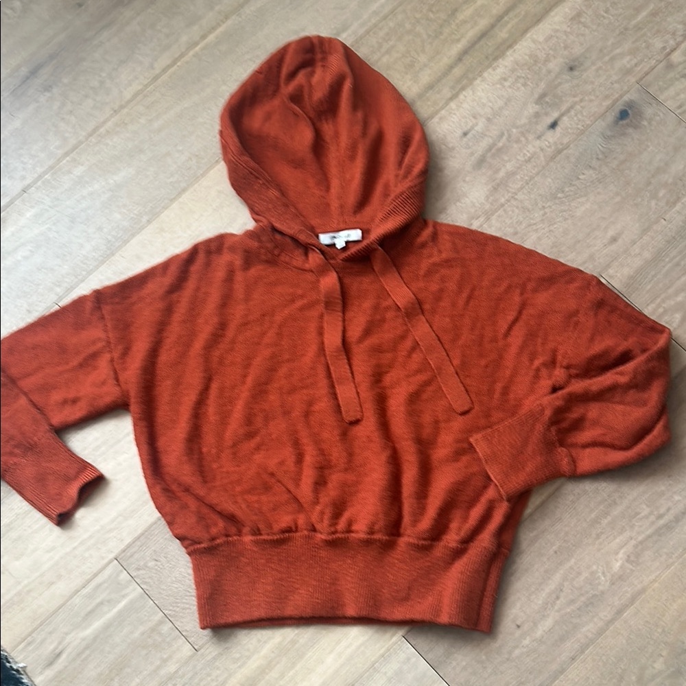Madewell Claireview Sweater Hoodie Cropped size S Rust Orange